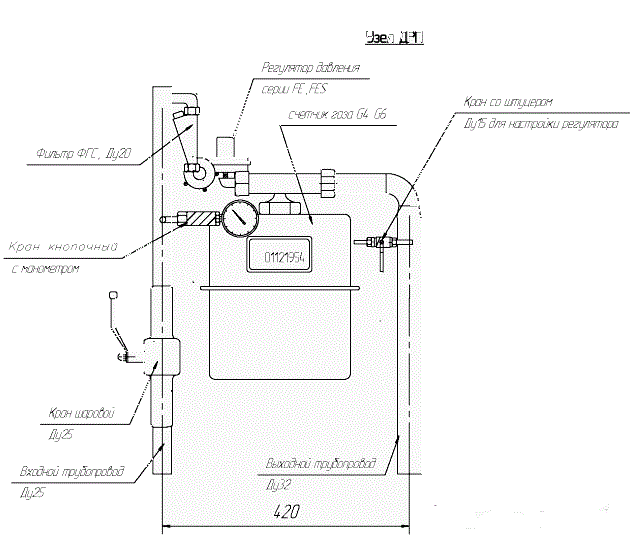 схема ДРП с катушкой под счетчики газа BK-G4, BK-G6 с регуляторами серии tartarini FE, FES
