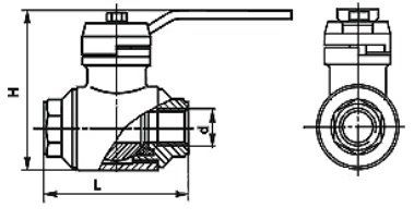 Схема газового крана шарового ГШК муфтовый