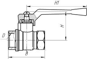 Схема крана шарового латунного 11Б27П А10, г/г, рычаг (газ)